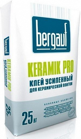 Усиленный клей для плитки и керамогранита Бергауф Керамик Про (Bergauf Keramik Pro), 25кг 